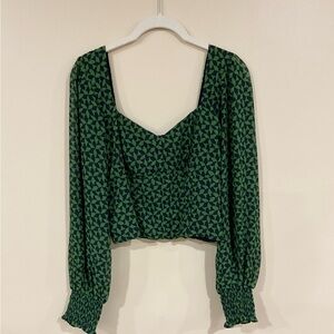 Abercrombie & Fitch Green Geometric Blouse